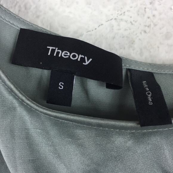 Theory Ulrika Crushed Satin One Shoulder Blouse Size Small Oregano Minimalist - Picture 5 of 13